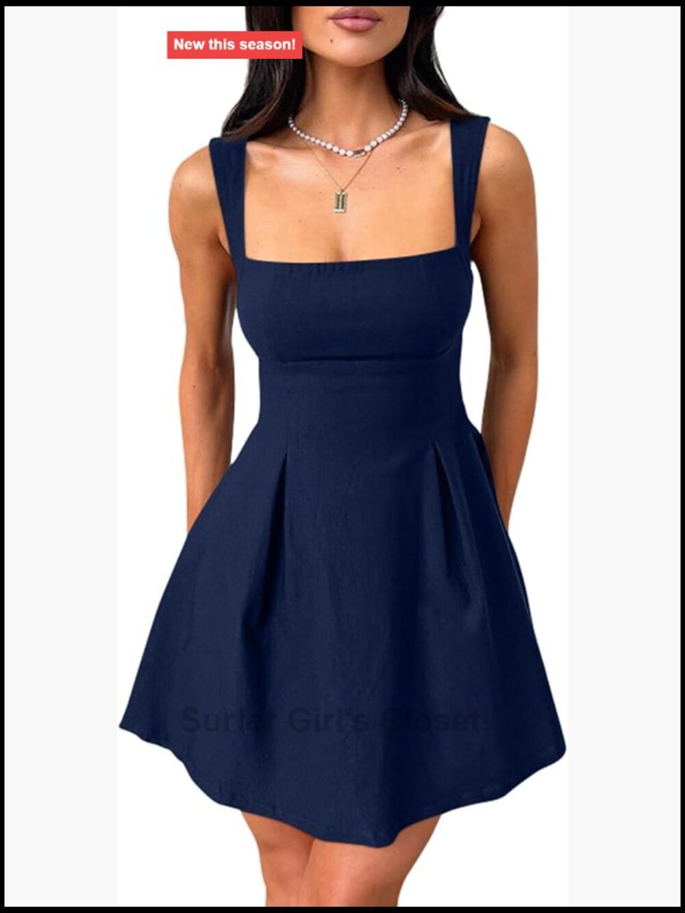 Sleeveless Square Neck Bow Tie A-Line Mini Party Club Dress
